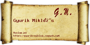 Gyurik Miklós névjegykártya