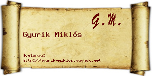 Gyurik Miklós névjegykártya